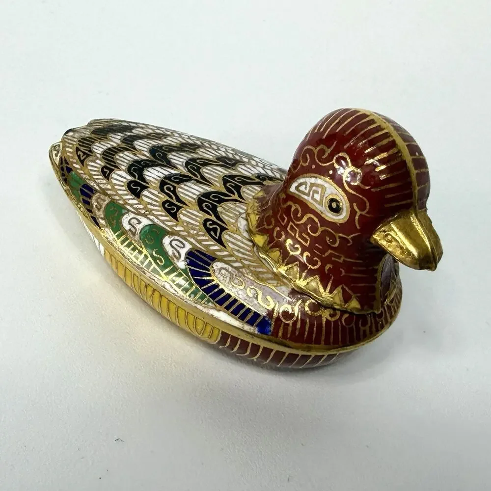 Vintage Chinese Cloisonne Duck Lidded Trinket Box 67g 2.75
